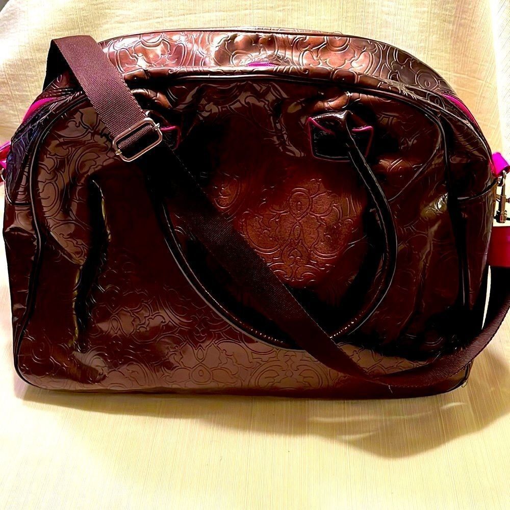 Bath and Body Works Embossed Bronzy Brown with Hot Pink Accent Weekender